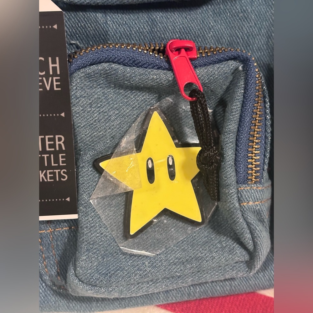 Nintendo Super Mario Bros. Icons Denim Multi-Pocket Backpack NWT - Picture 8 of 11